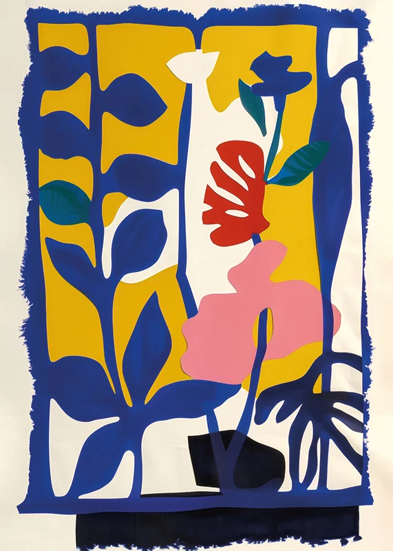 Vibrant color explosion of abstract leaves and flowers-12