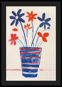 Colorful flowers in blue and red are displayed in a lively style-4