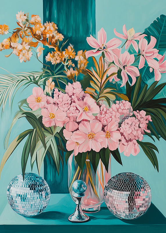 Aranjament floral pastel cu detalii sclipitoare-12