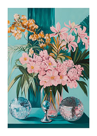 Aranjament floral pastel cu detalii sclipitoare-1