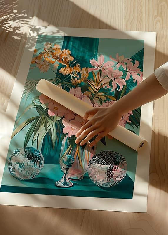 Aranjament floral pastel cu detalii sclipitoare-12