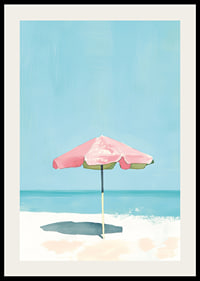 Calm beach motif with colorful parasol that brings to mind summer-2