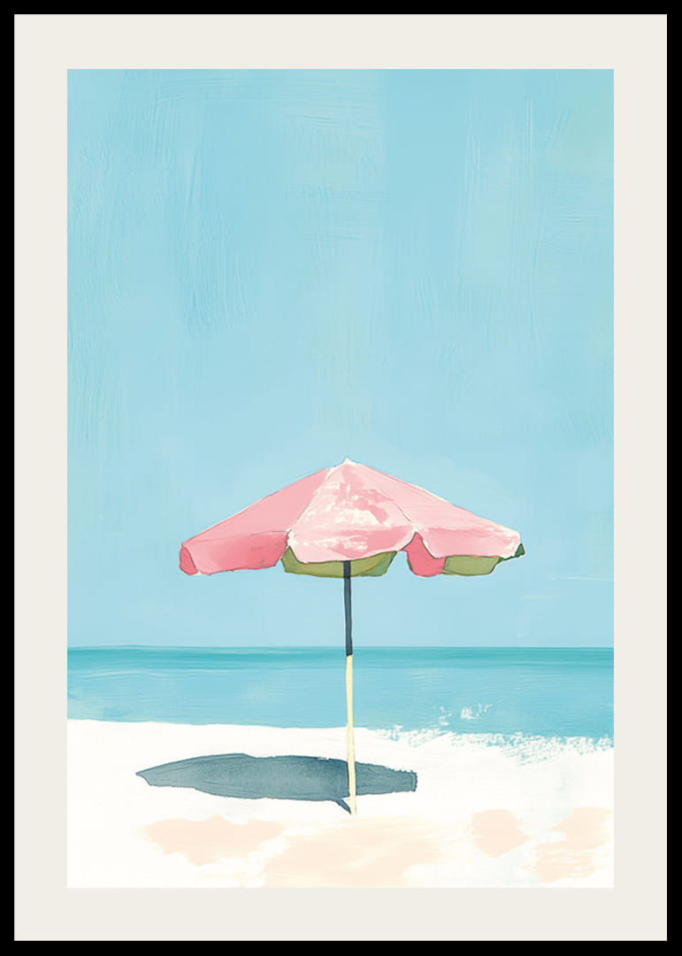 Rofyllt strandmotiv med färgstark parasoll som för tankarna till sommaren-12