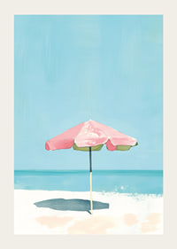 Calm beach motif with colorful parasol that brings to mind summer-3