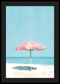 Rofyllt strandmotiv med färgstark parasoll som för tankarna till sommaren-4