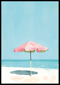 Calm beach motif with colorful parasol that brings to mind summer-6