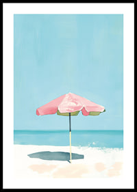 Calm beach motif with colorful parasol that brings to mind summer-0