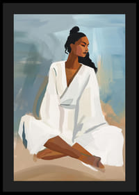 Seated woman in calm colors with a dreamy expression-4