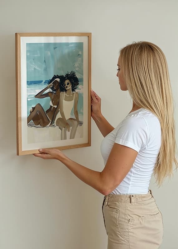 Two women in swimsuits enjoying the beach and the sea breeze-12