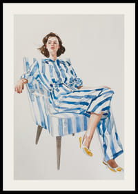 Moderne feminin eleganse med blå- og hvitstripete antrekk-2