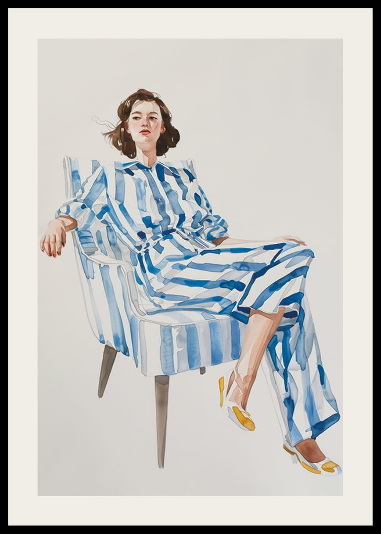 Moderne feminin eleganse med blå- og hvitstripete antrekk-12