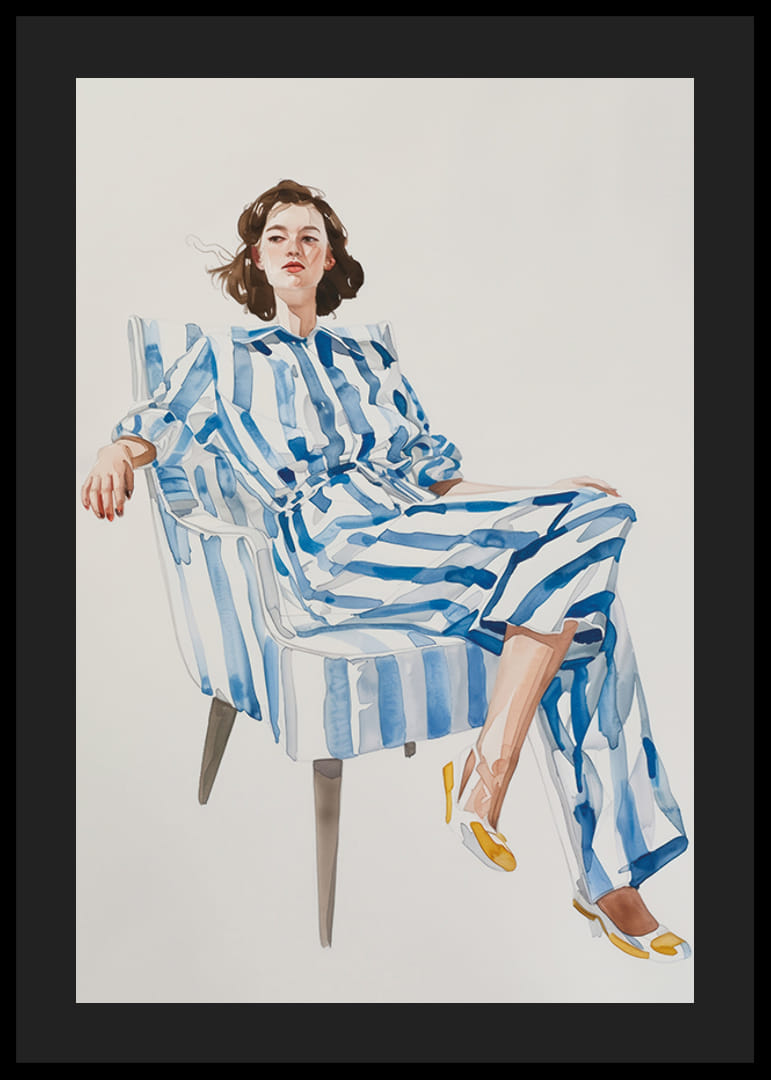 Moderne feminin eleganse med blå- og hvitstripete antrekk-12