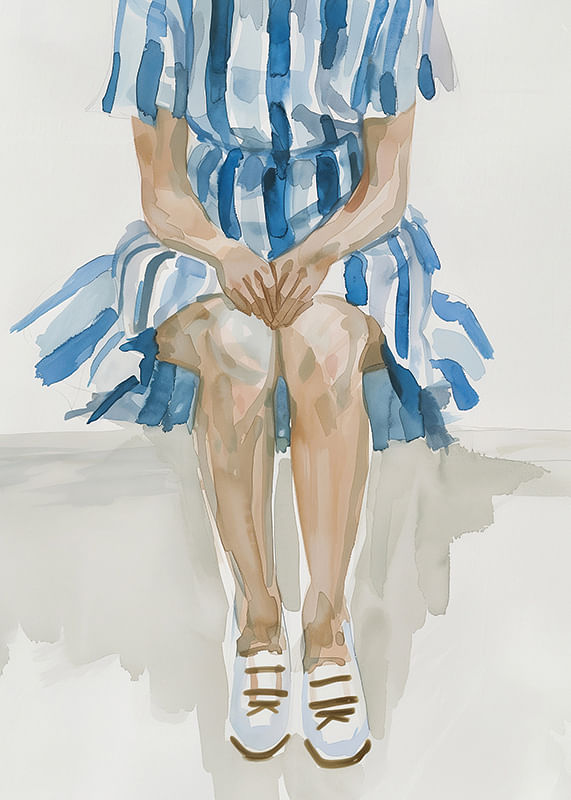 Seated figure in blue stripes gives a sense of calm and contemplation-12