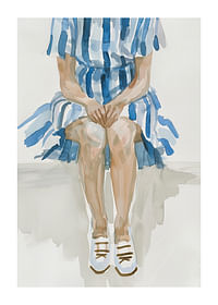 Seated figure in blue stripes gives a sense of calm and contemplation-1