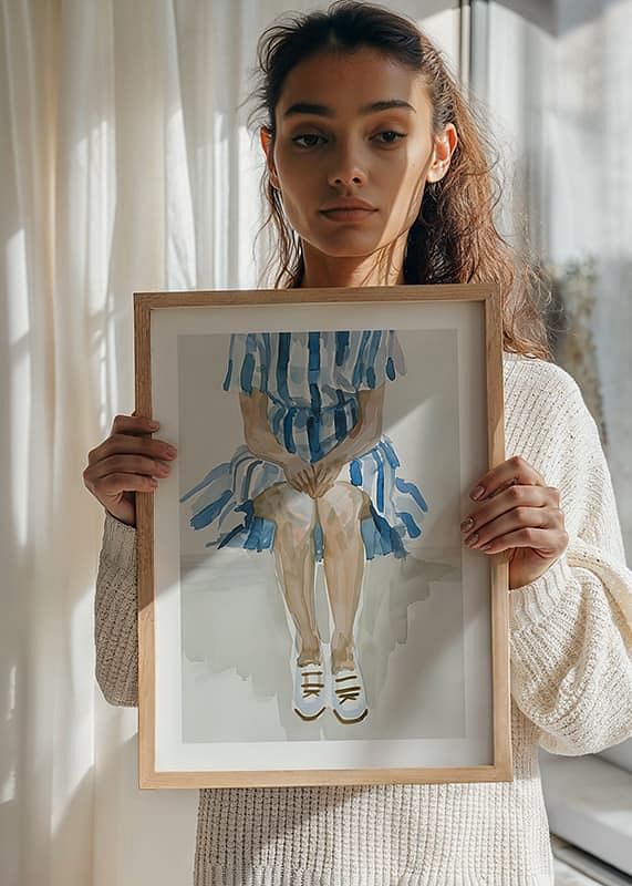 Seated figure in blue stripes gives a sense of calm and contemplation-12