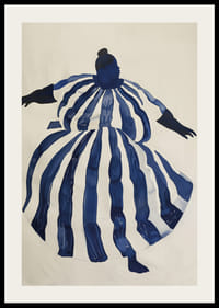 Dynamisk silhuett i blått och vitt utstrålar elegans och rörelse-2