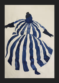 Dynamisk silhuett i blått och vitt utstrålar elegans och rörelse-5