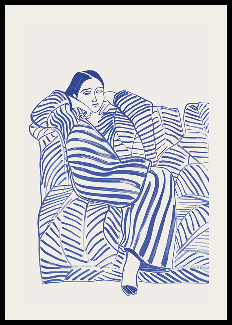 En harmonisk plakat med blå linjer og en rolig følelse-12