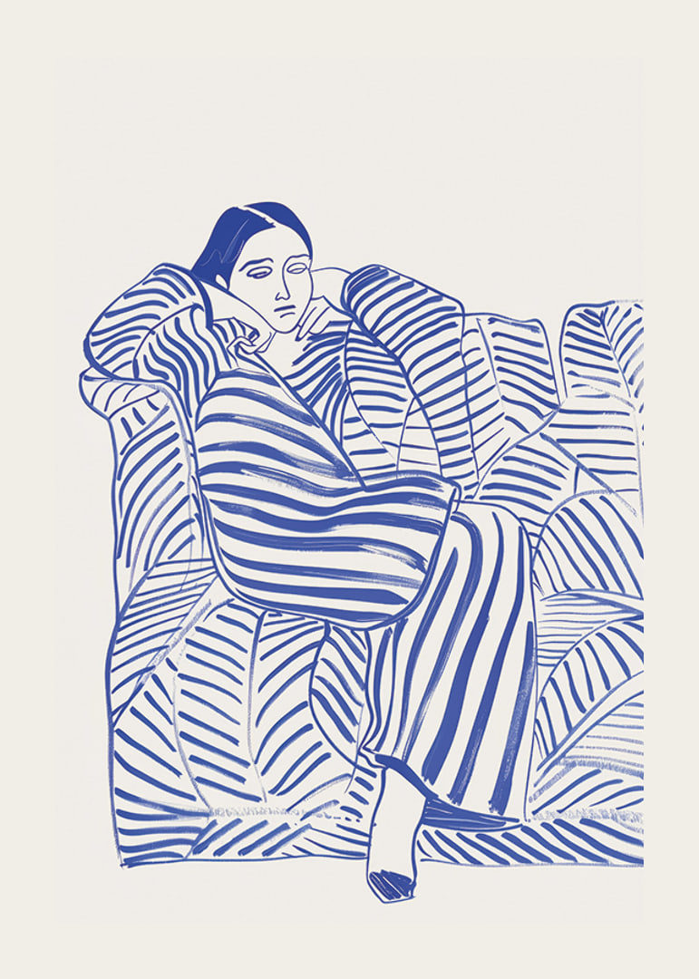 A harmonious poster with blue lines and a calm feeling-12