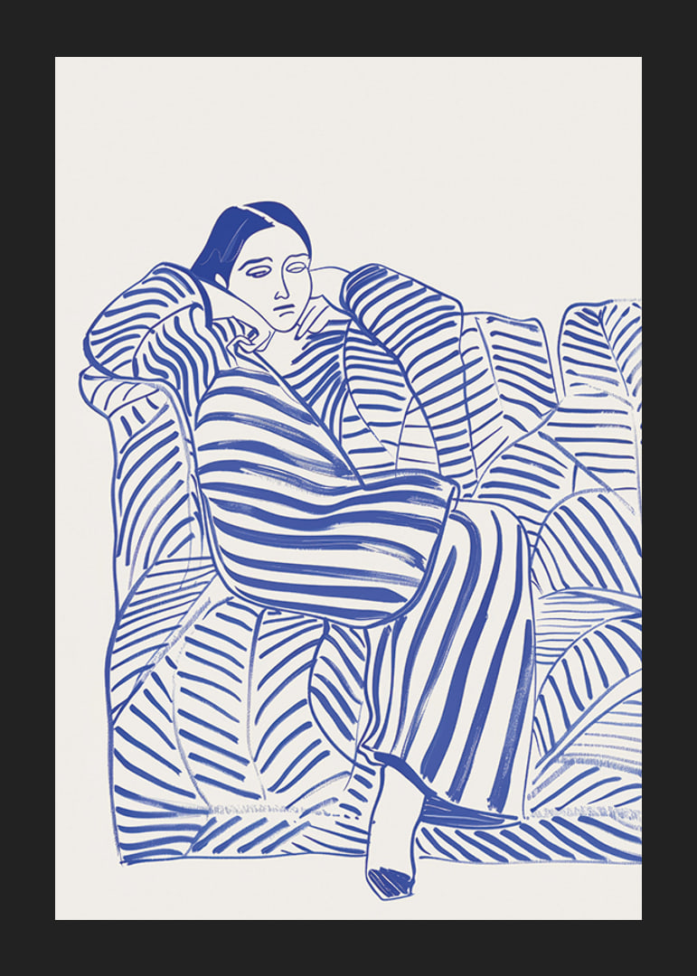 A harmonious poster with blue lines and a calm feeling-12