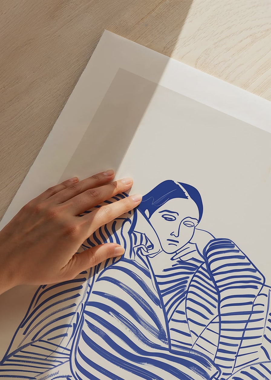 A harmonious poster with blue lines and a calm feeling-12