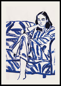 A relaxing scene in bold, blue brushstrokes-2