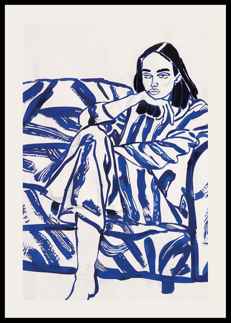 A relaxing scene in bold, blue brushstrokes-12