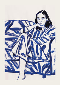 A relaxing scene in bold, blue brushstrokes-3