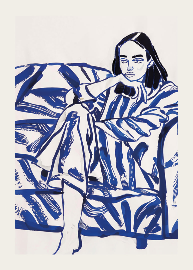 A relaxing scene in bold, blue brushstrokes-12
