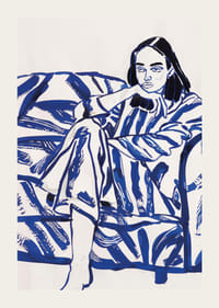 En avkopplande scen i djärva, blå penseldrag-3