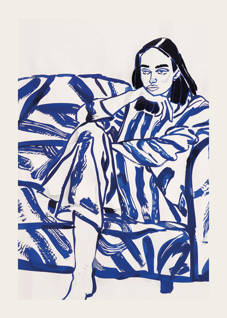 En avkopplande scen i djärva, blå penseldrag-12