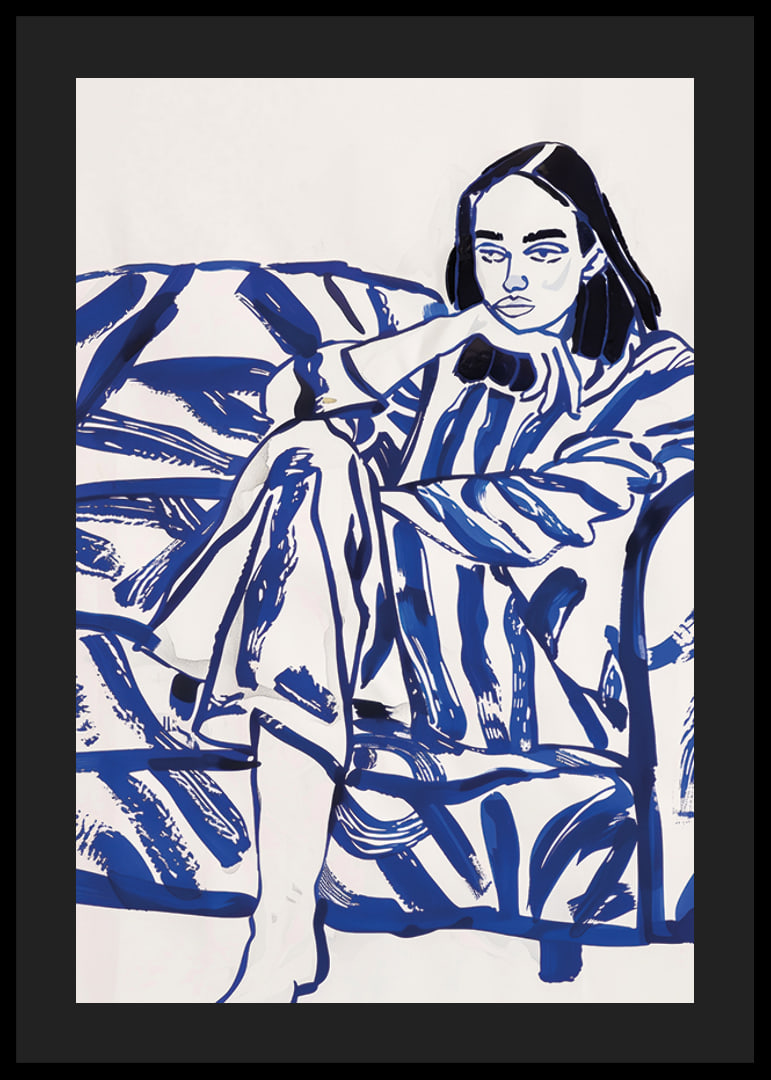 A relaxing scene in bold, blue brushstrokes-12