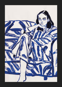 En avkopplande scen i djärva, blå penseldrag-5