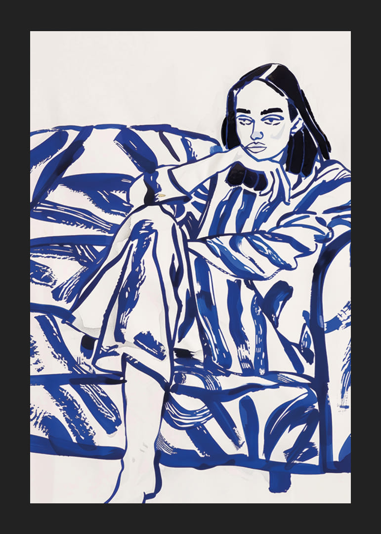 En avkopplande scen i djärva, blå penseldrag-12