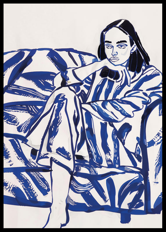 A relaxing scene in bold, blue brushstrokes-12