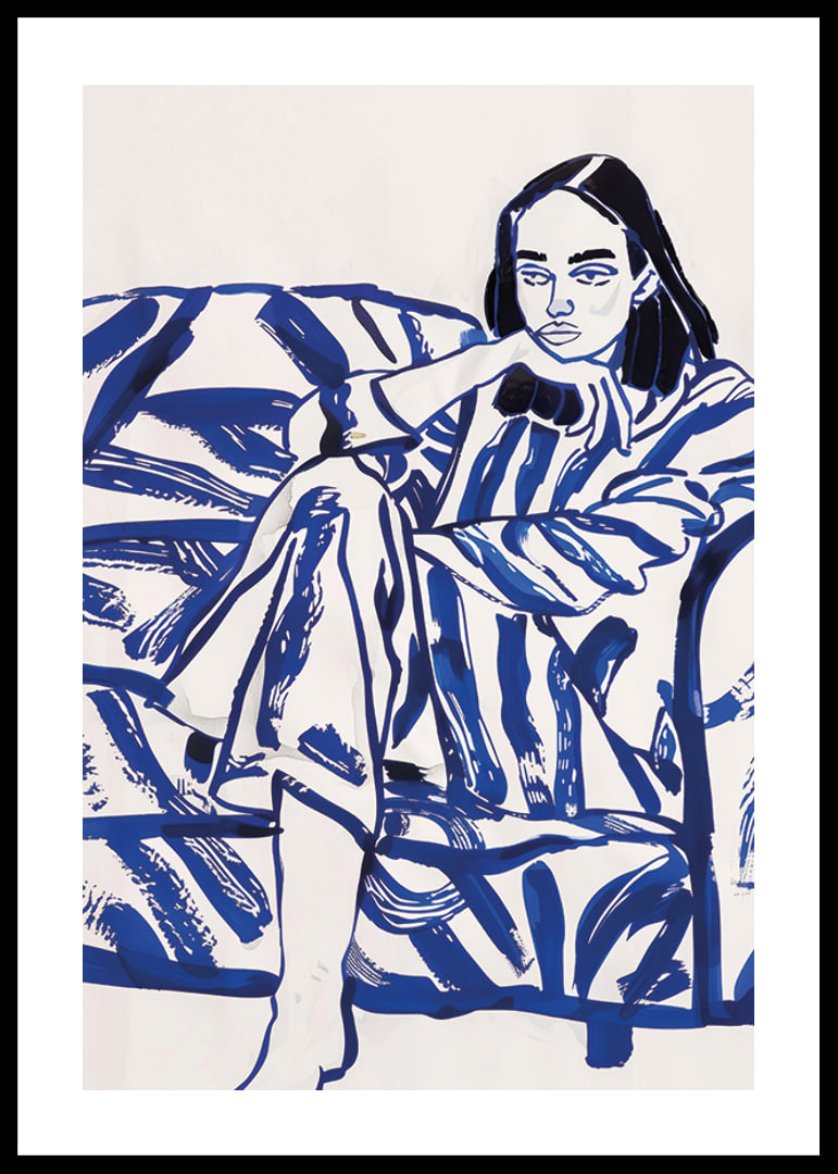 A relaxing scene in bold, blue brushstrokes-12