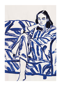 A relaxing scene in bold, blue brushstrokes-1