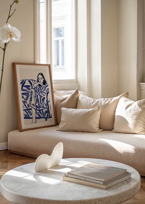 A relaxing scene in bold, blue brushstrokes-12