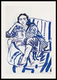 A calm sketch in blue tones that conveys relaxation and reflection-2