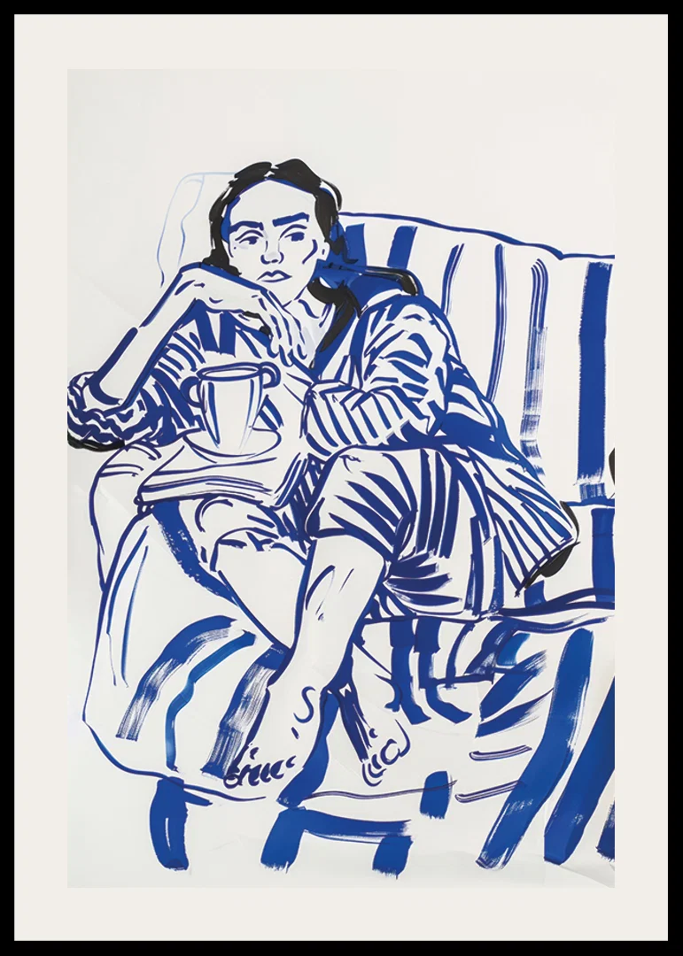 A calm sketch in blue tones that conveys relaxation and reflection-12