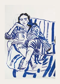 A calm sketch in blue tones that conveys relaxation and reflection-3
