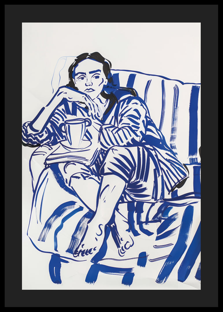 A calm sketch in blue tones that conveys relaxation and reflection-12