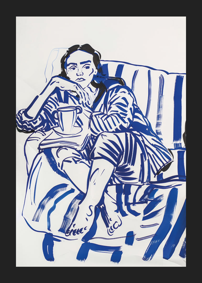 A calm sketch in blue tones that conveys relaxation and reflection-12