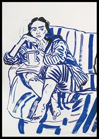 A calm sketch in blue tones that conveys relaxation and reflection-6