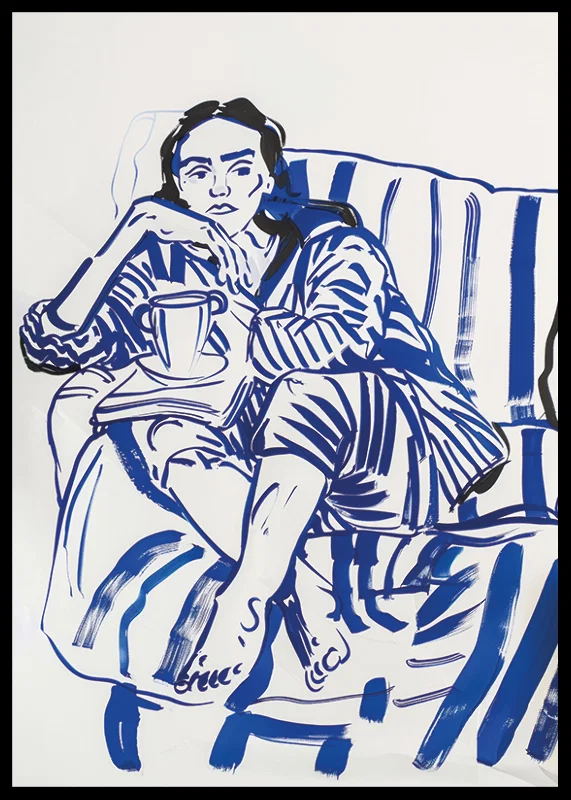A calm sketch in blue tones that conveys relaxation and reflection-12