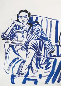A calm sketch in blue tones that conveys relaxation and reflection-7