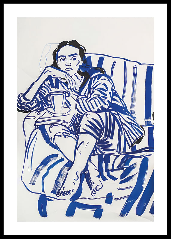 A calm sketch in blue tones that conveys relaxation and reflection-12