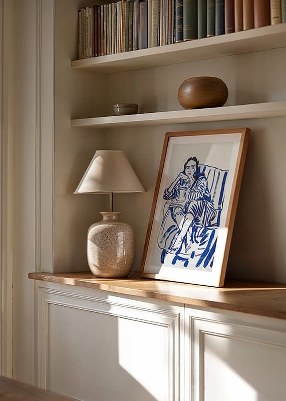 A calm sketch in blue tones that conveys relaxation and reflection-12