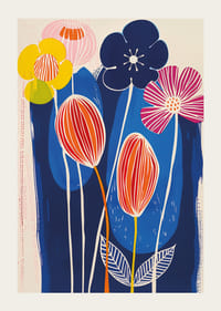 Vivid flowers against a deep blue background create vibrant energy-3