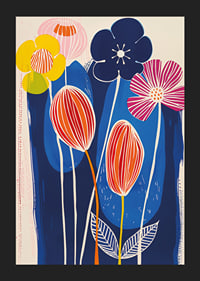 Vivid flowers against a deep blue background create vibrant energy-5